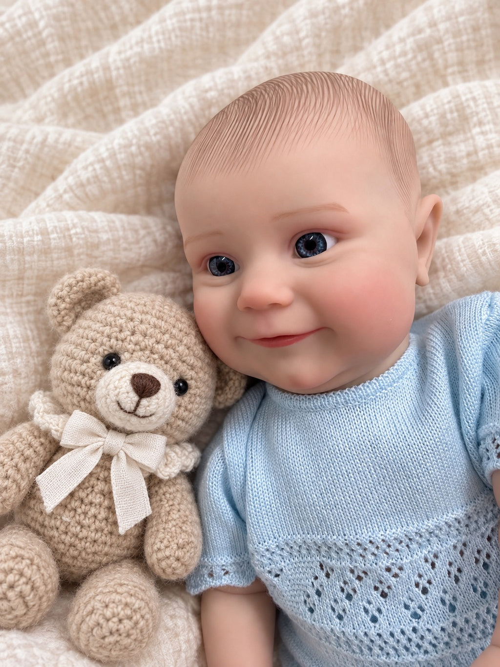 Luca 🚒 Muñeco Realista 45cm 2,235kg | Bebé Estilo Reborn Vinilo con Ojos Azules