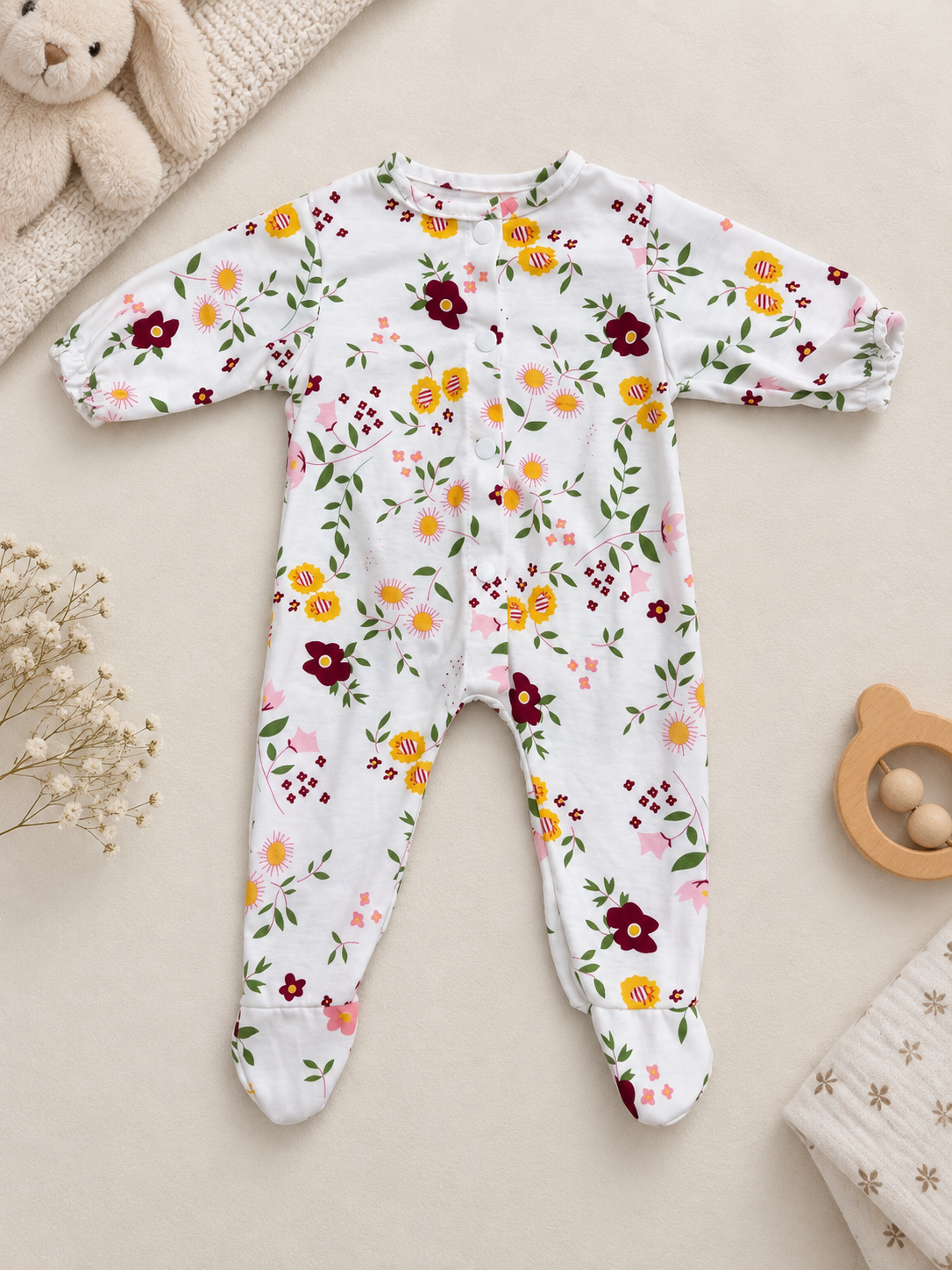 Pelele Floral Blanco para Muñeca 48–50 cm 🌸