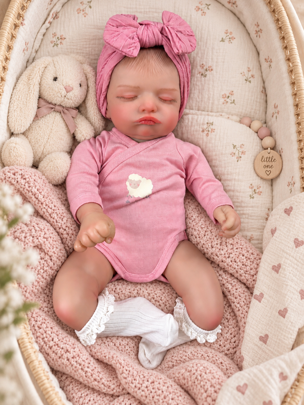 Chloe 🤍 Muñeca Realista 40cm 850gr | Bebé Estilo Reborn Vinilo con Ojos Cerrados