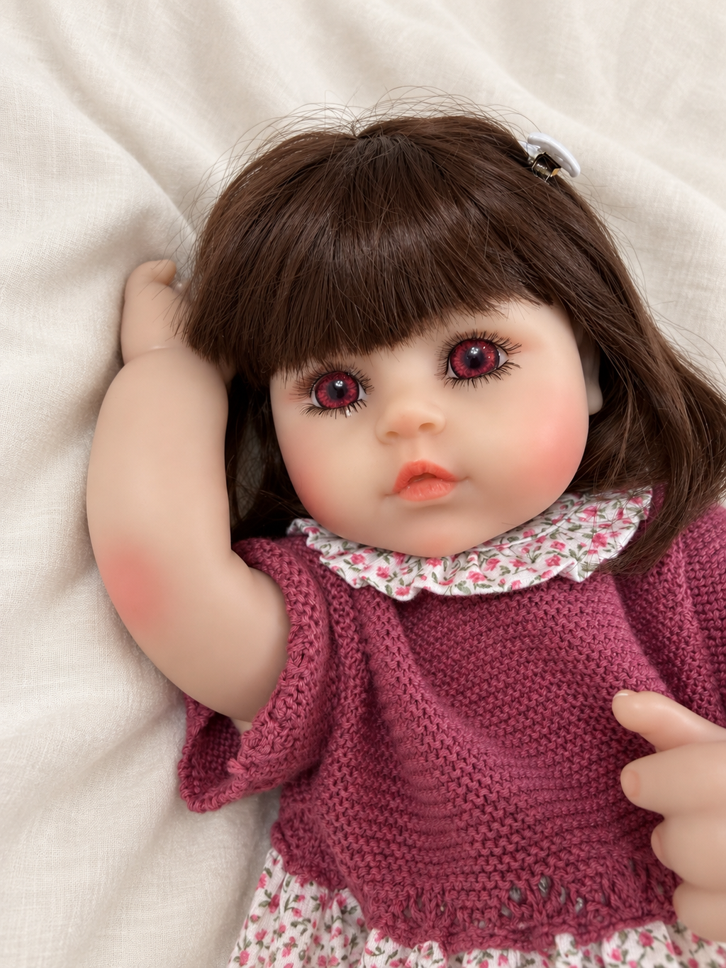Catalina 🎀 Muñeca Realista 48cm 1.950g | Niña de Vinilo con Pelo y Ojos Abiertos