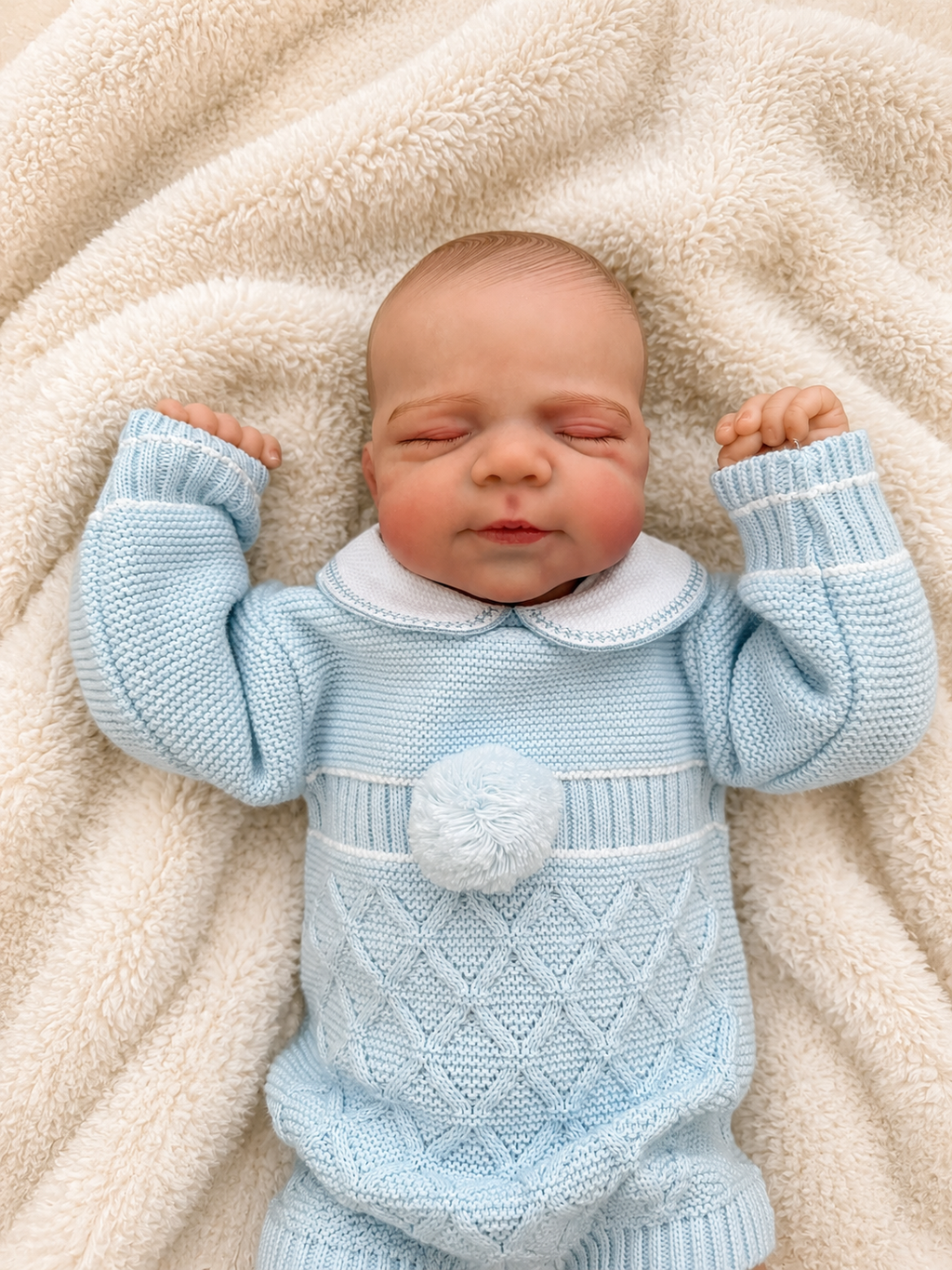 Bruno 🩵 Muñeco Realista 48cm 2,02kg | Bebé Estilo Reborn Vinilo con Ojos Cerrados