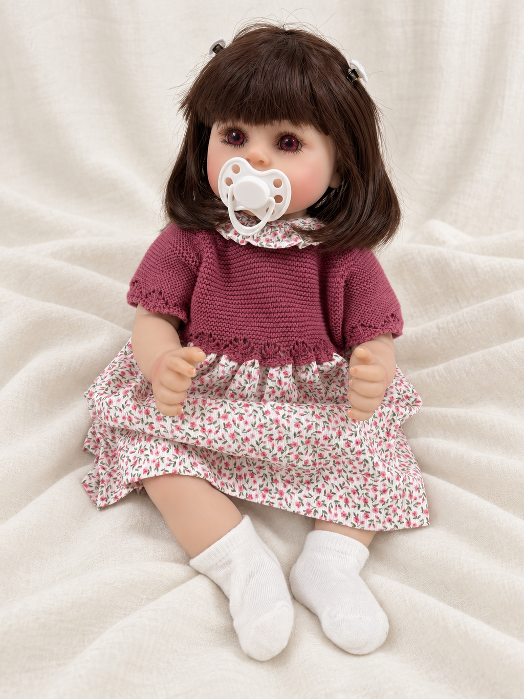 Catalina 🎀 Muñeca Realista 48cm 1.950g | Niña de Vinilo con Pelo y Ojos Abiertos