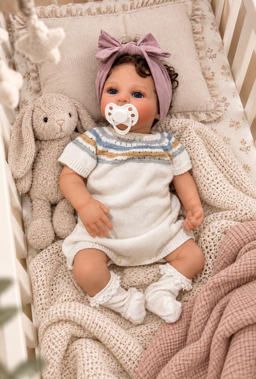 María 💛 Muñeca Realista 45cm 1,680kg | Bebé Estilo Reborn Vinilo con Ojos Azules