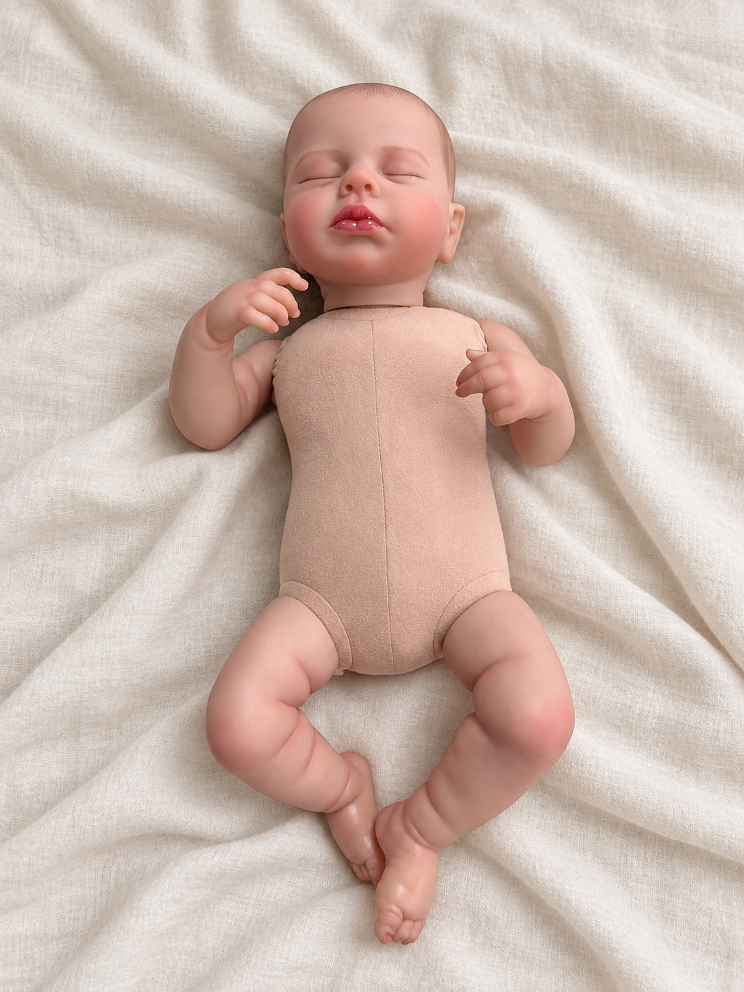 Bella 🤎 Muñeca Realista 50cm 900g | Bebé Estilo Reborn Vinilo con Ojos Cerrados