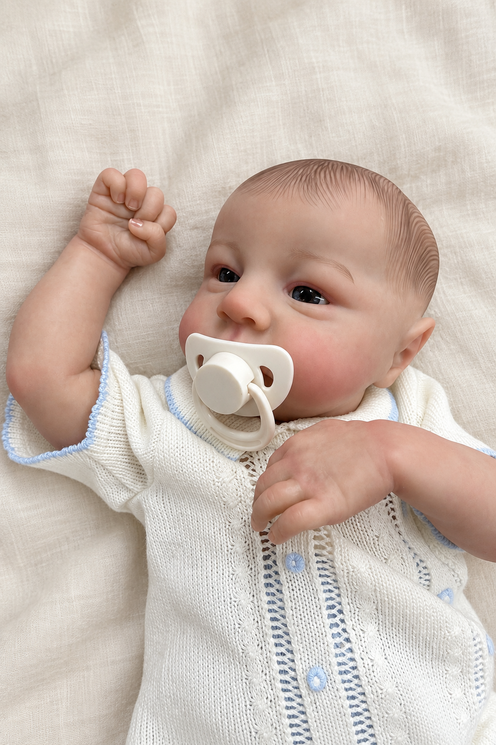 ERIK 🦕 Muñeco Realista 44cm 1.8kg | Bebé Estilo Reborn Vinilo con Ojos abiertos
