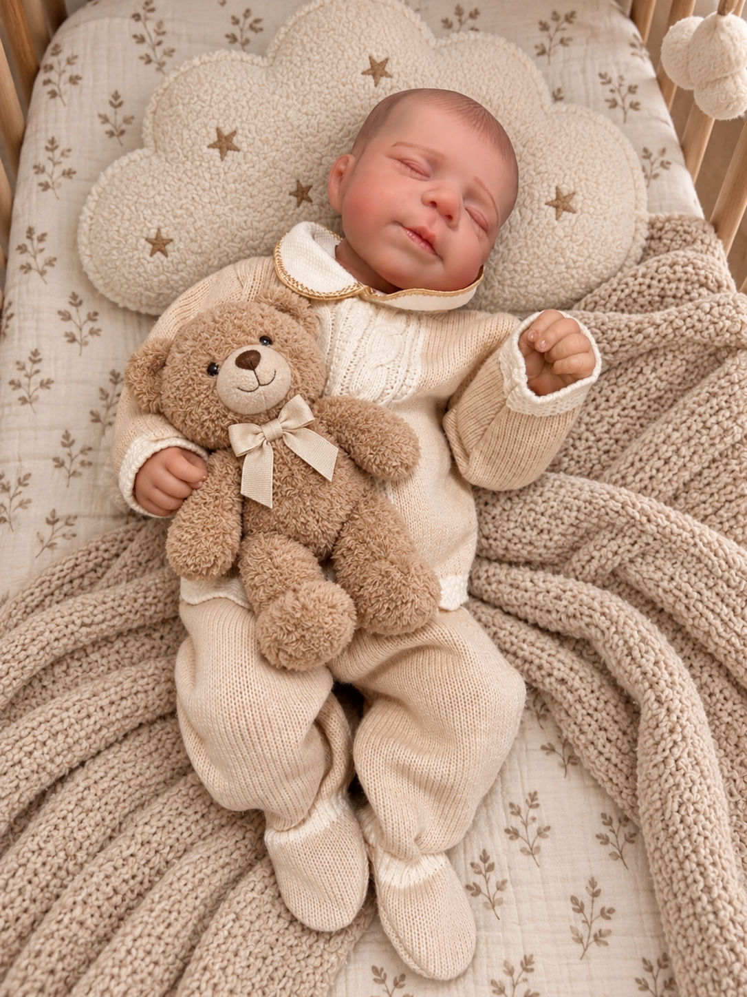 Bruno 🩵 Muñeco Realista 48cm 1.7kg | Bebé Estilo Reborn Vinilo con Ojos Cerrados
