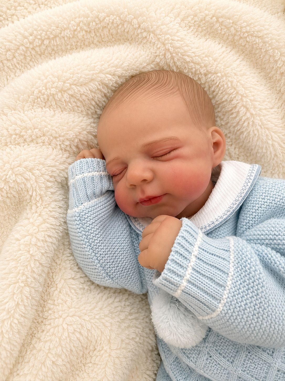 Bruno 🩵 Muñeco Realista 48cm 2,02kg | Bebé Estilo Reborn Vinilo con Ojos Cerrados