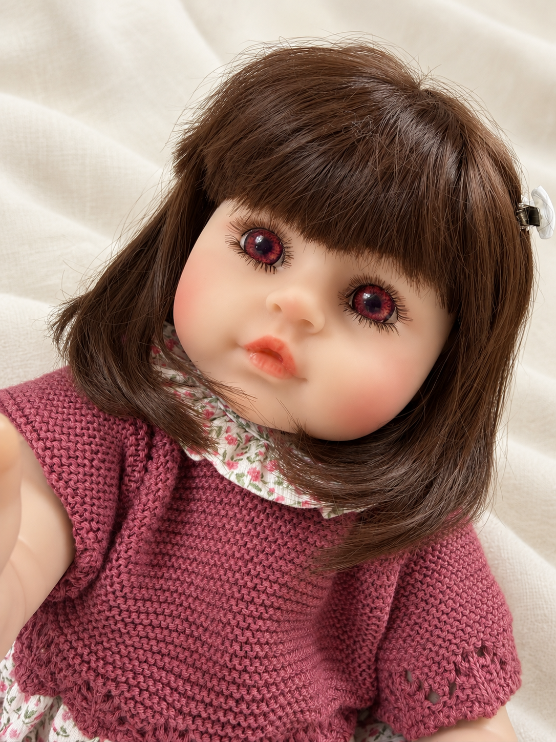 Catalina 🎀 Muñeca Realista 48cm 1.950g | Niña de Vinilo con Pelo y Ojos Abiertos