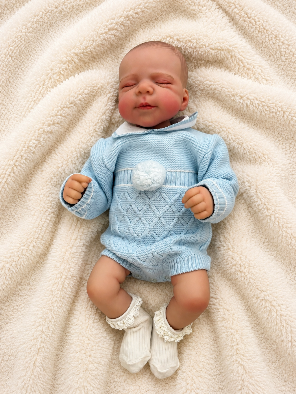 Bruno 🩵 Muñeco Realista 48cm 2,02kg | Bebé Estilo Reborn Vinilo con Ojos Cerrados