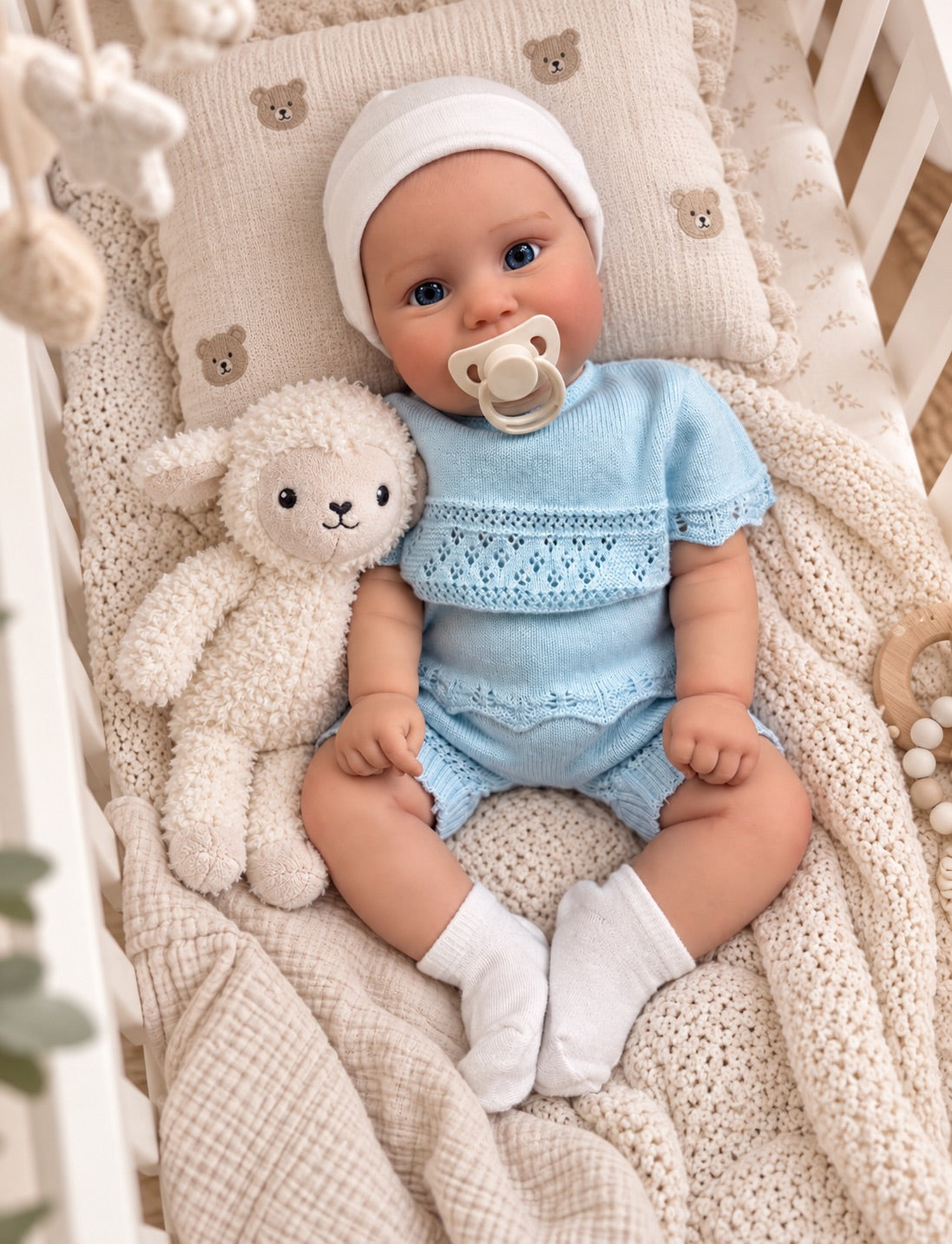 Luca 🚒 Muñeco Realista 45cm 2,235kg | Bebé Estilo Reborn Vinilo con Ojos Azules