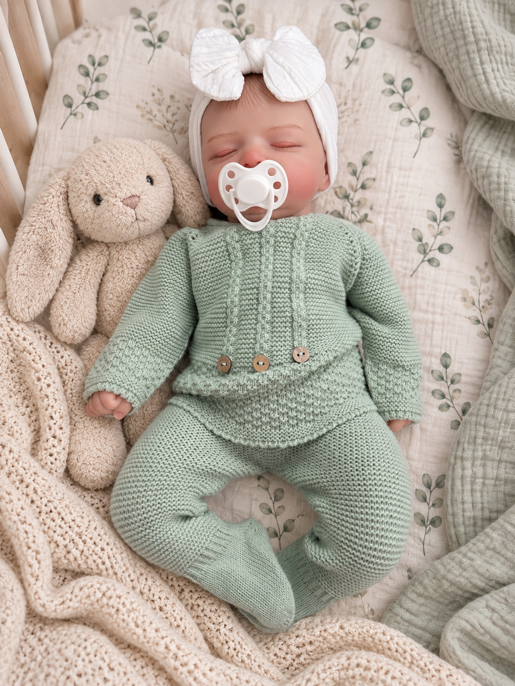 Chloe 🤍 Muñeca Realista 40cm 2.3kg | Bebé Estilo Reborn Vinilo con Ojos Cerrados (Copia)
