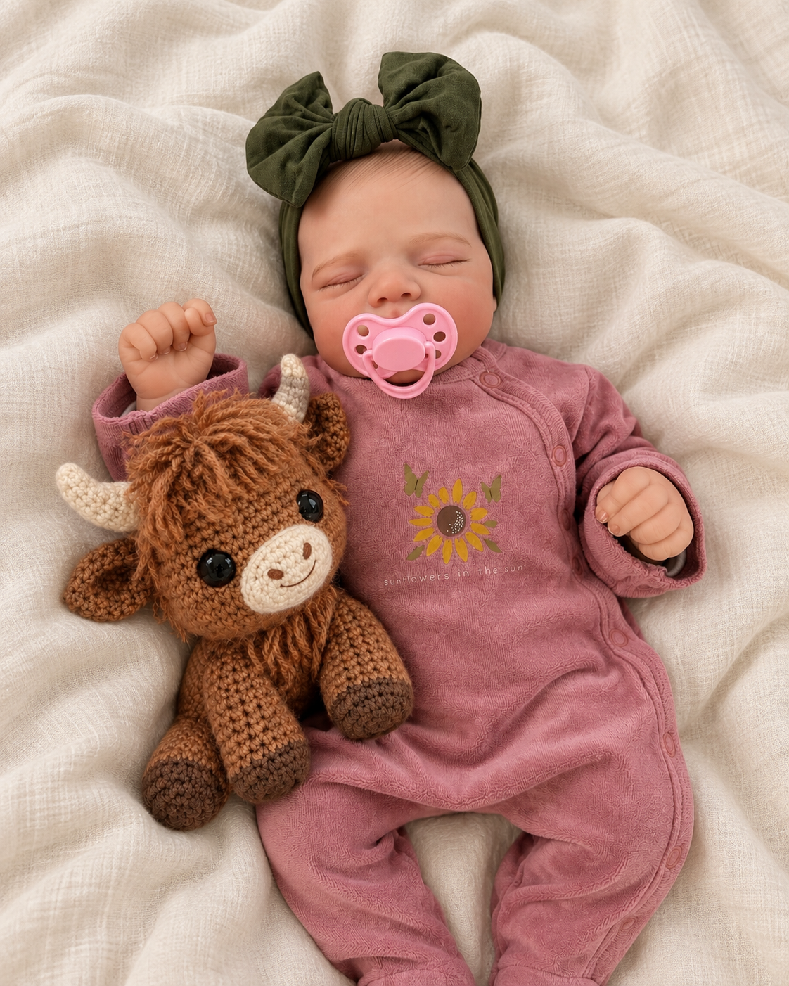 Lina 🩷 Muñeca Realista 46cm 1.6kg | Bebé Estilo Reborn Vinilo con Ojos Cerrados