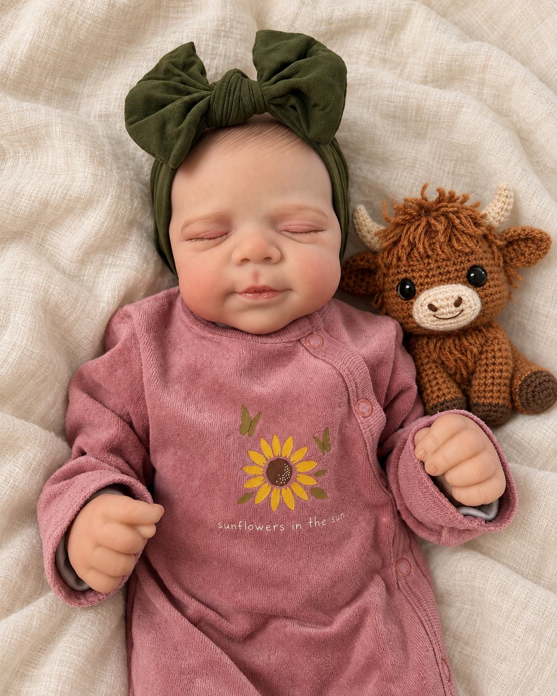 Lina 🩷 Muñeca Realista 46cm 1.6kg | Bebé Estilo Reborn Vinilo con Ojos Cerrados