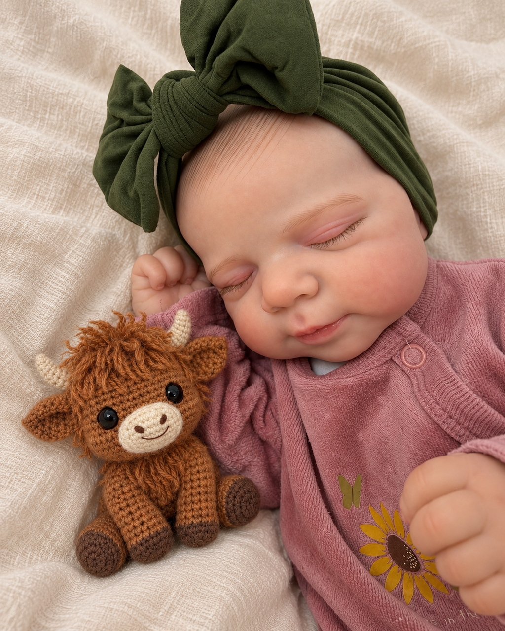 Lina 🩷 Muñeca Realista 46cm 1.6kg | Bebé Estilo Reborn Vinilo con Ojos Cerrados