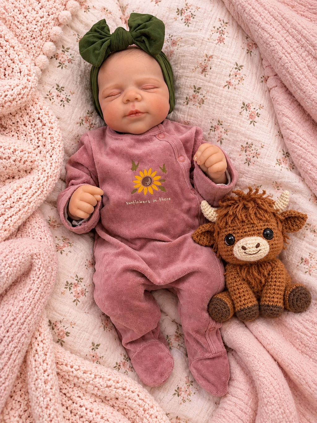 Lina 🩷 Muñeca Realista 46cm 1.6kg | Bebé Estilo Reborn Vinilo con Ojos Cerrados