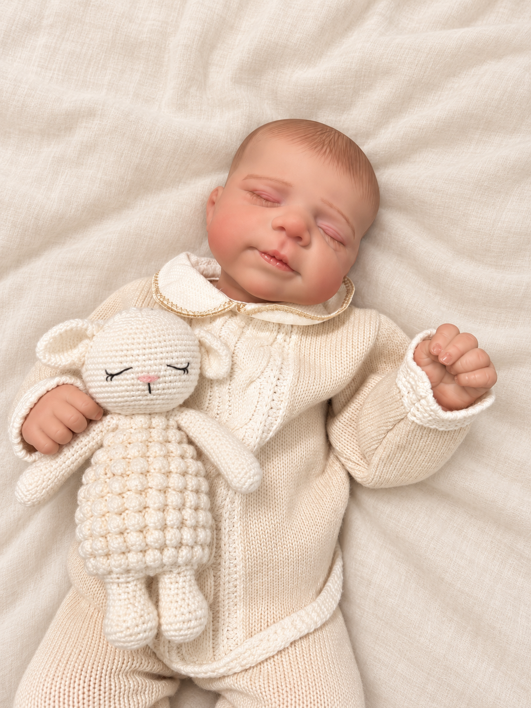 Bruno 🩵 Muñeco Realista 48cm 1.7kg | Bebé Estilo Reborn Vinilo con Ojos Cerrados