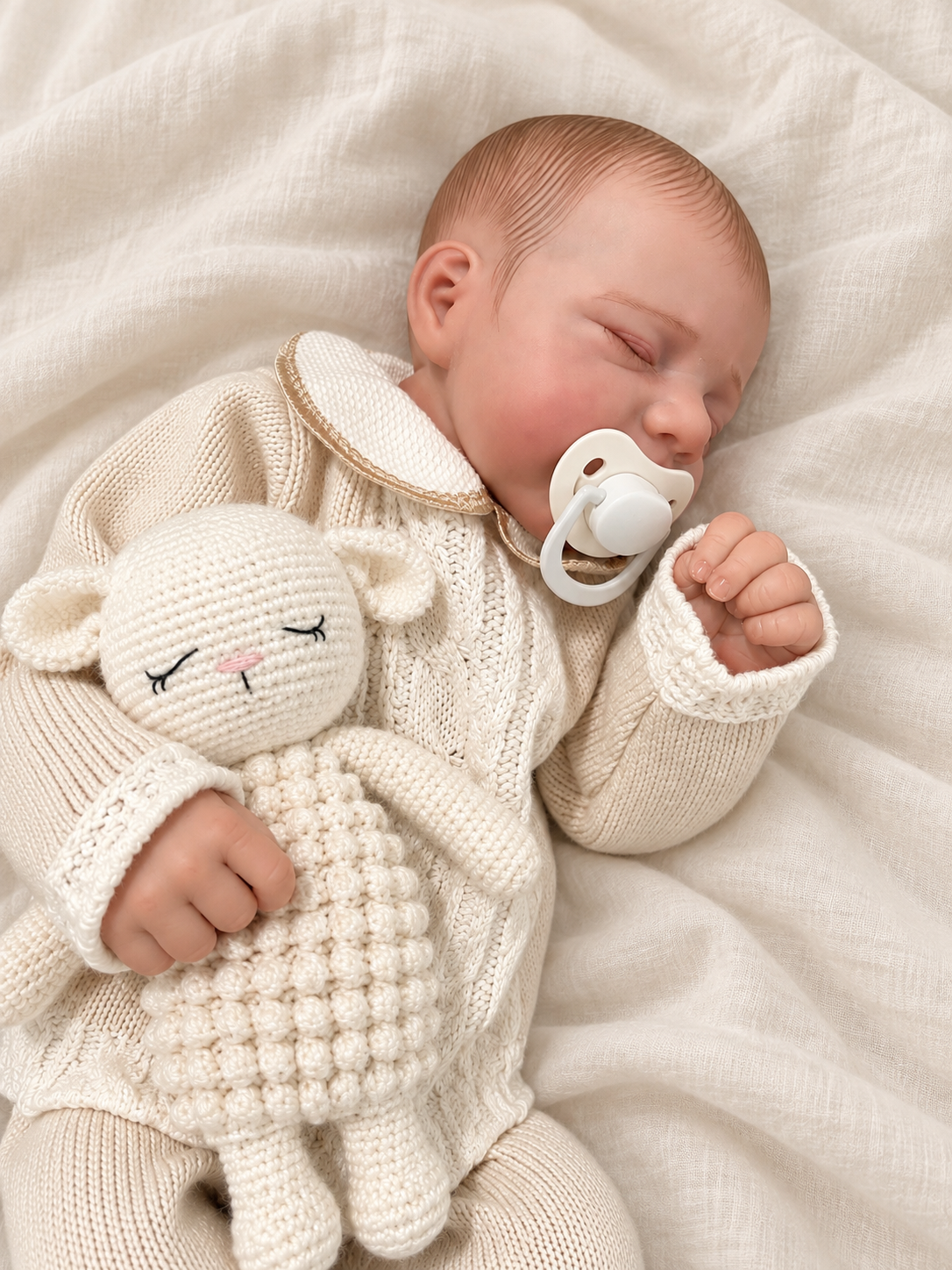 Bruno 🩵 Muñeco Realista 48cm 1.7kg | Bebé Estilo Reborn Vinilo con Ojos Cerrados
