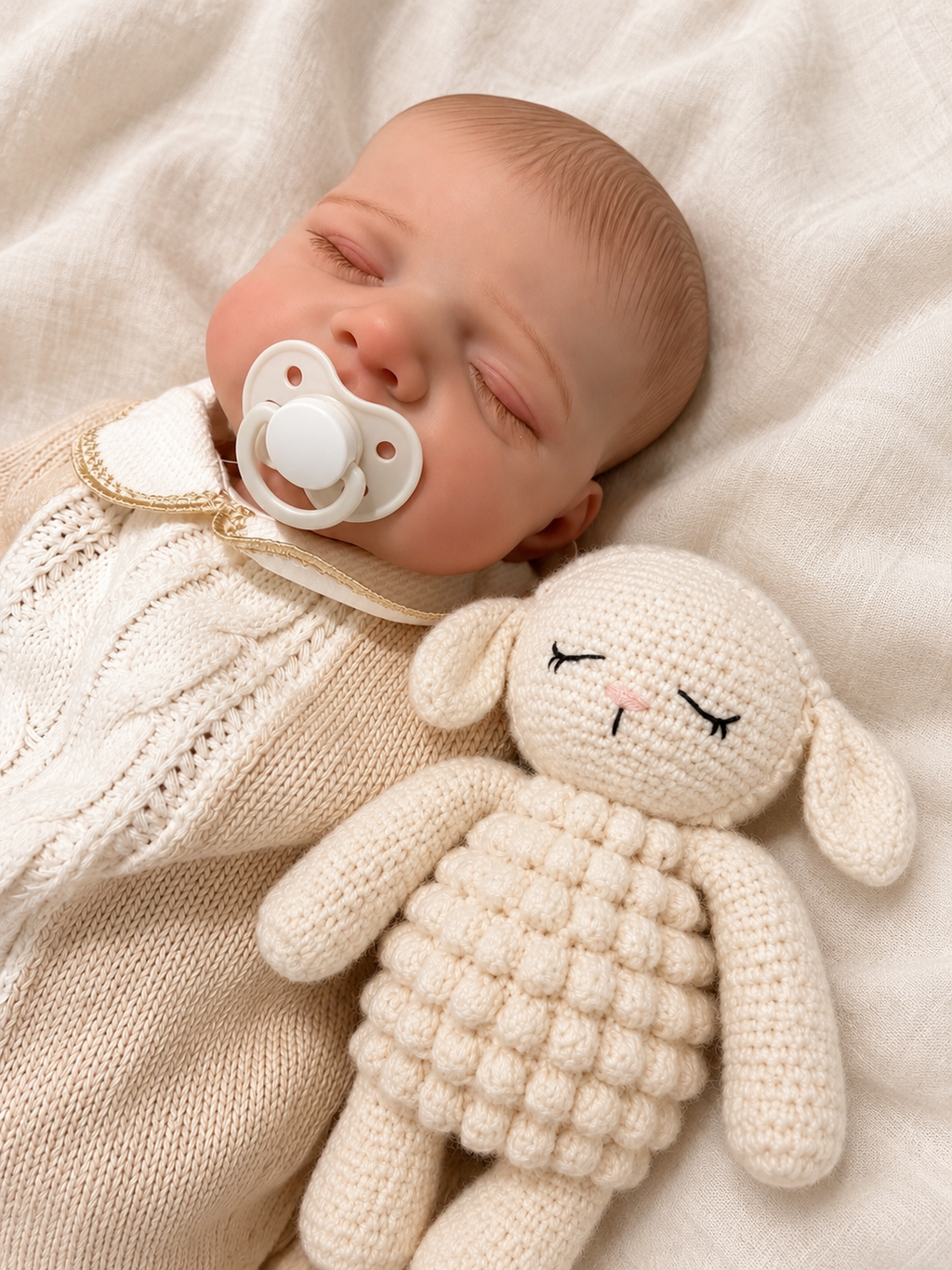Bruno 🩵 Muñeco Realista 48cm 1.7kg | Bebé Estilo Reborn Vinilo con Ojos Cerrados