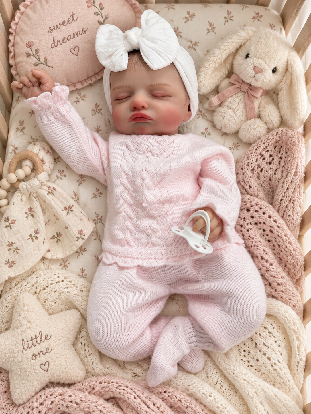 Chloe 🤍 Muñeca Realista 40cm 1.4kg | Bebé Estilo Reborn Vinilo con Ojos Cerrados