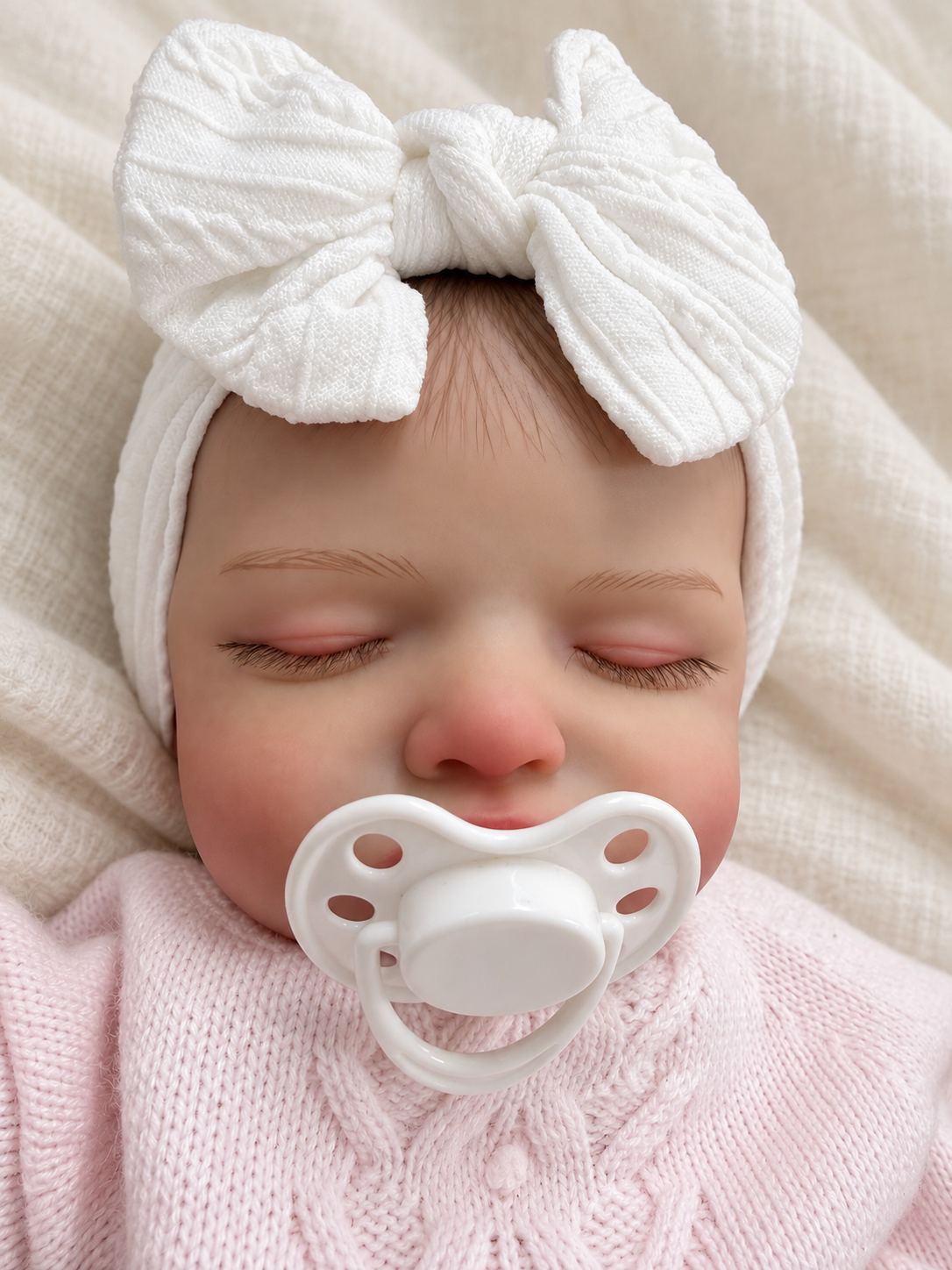 Chloe 🤍 Muñeca Realista 40cm 1.4kg | Bebé Estilo Reborn Vinilo con Ojos Cerrados
