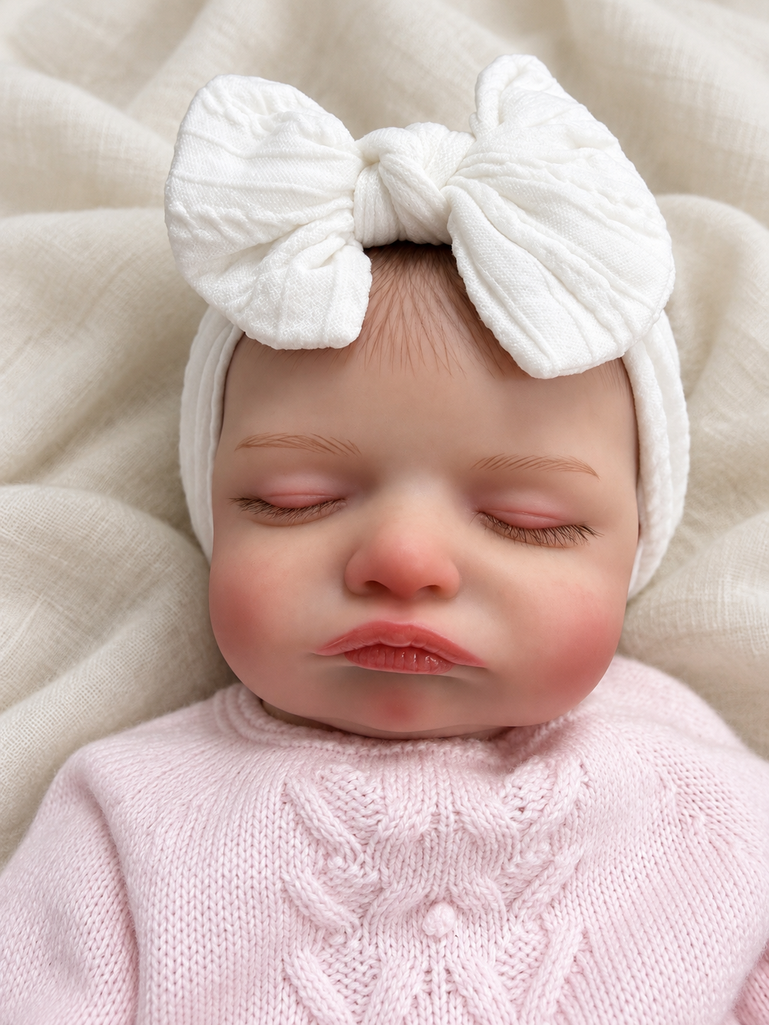 Chloe 🤍 Muñeca Realista 40cm 1.4kg | Bebé Estilo Reborn Vinilo con Ojos Cerrados