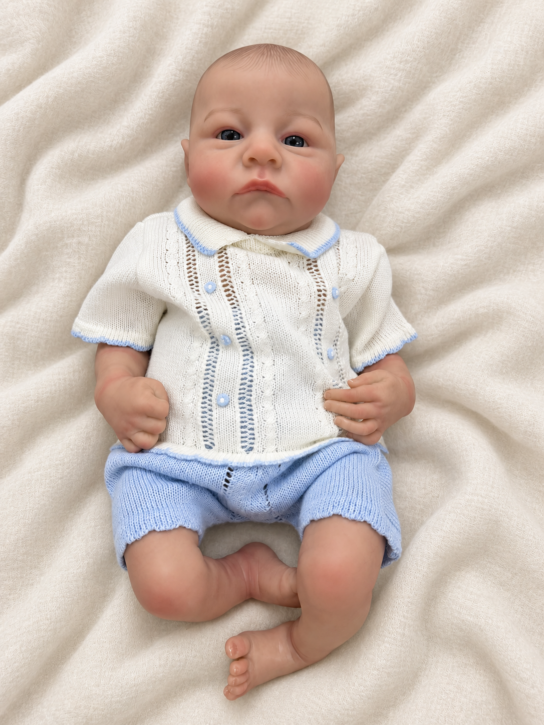 ERIK 🦕 Muñeco Realista 44cm 1.8kg | Bebé Estilo Reborn Vinilo con Ojos abiertos