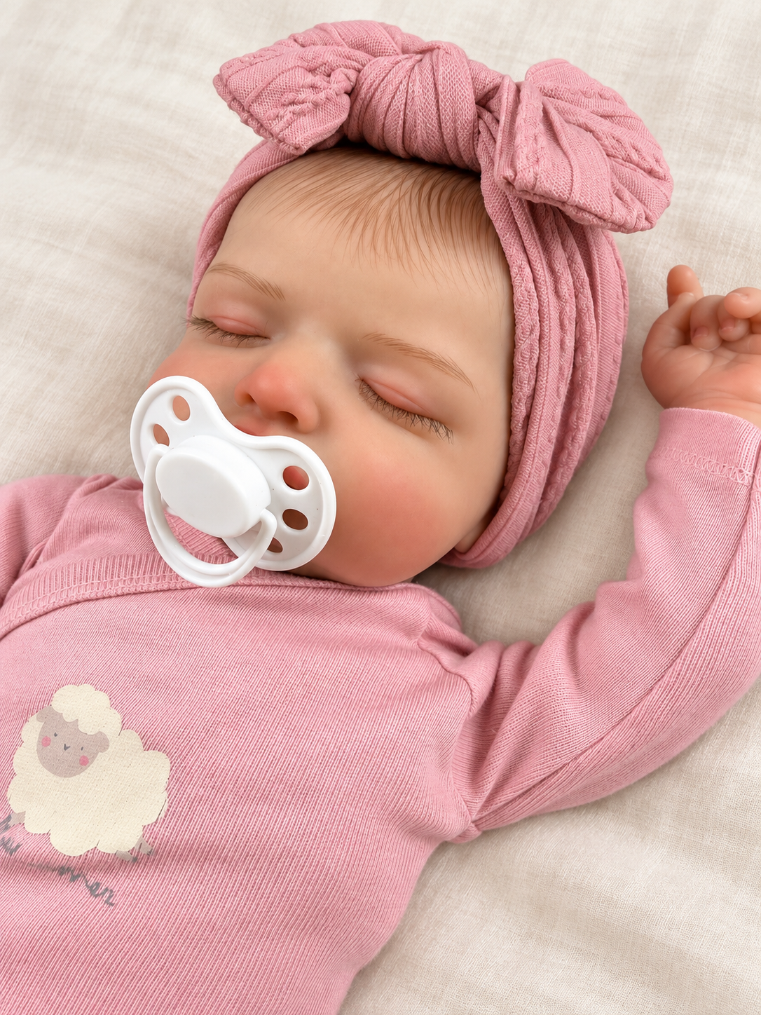 Chloe 🤍 Muñeca Realista 40cm 850gr | Bebé Estilo Reborn Vinilo con Ojos Cerrados