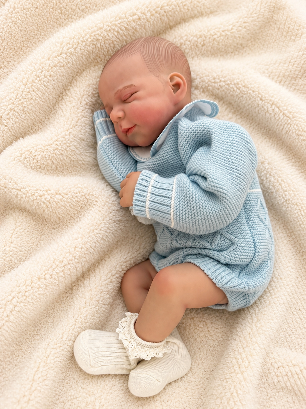Bruno 🩵 Muñeco Realista 48cm 2,02kg | Bebé Estilo Reborn Vinilo con Ojos Cerrados