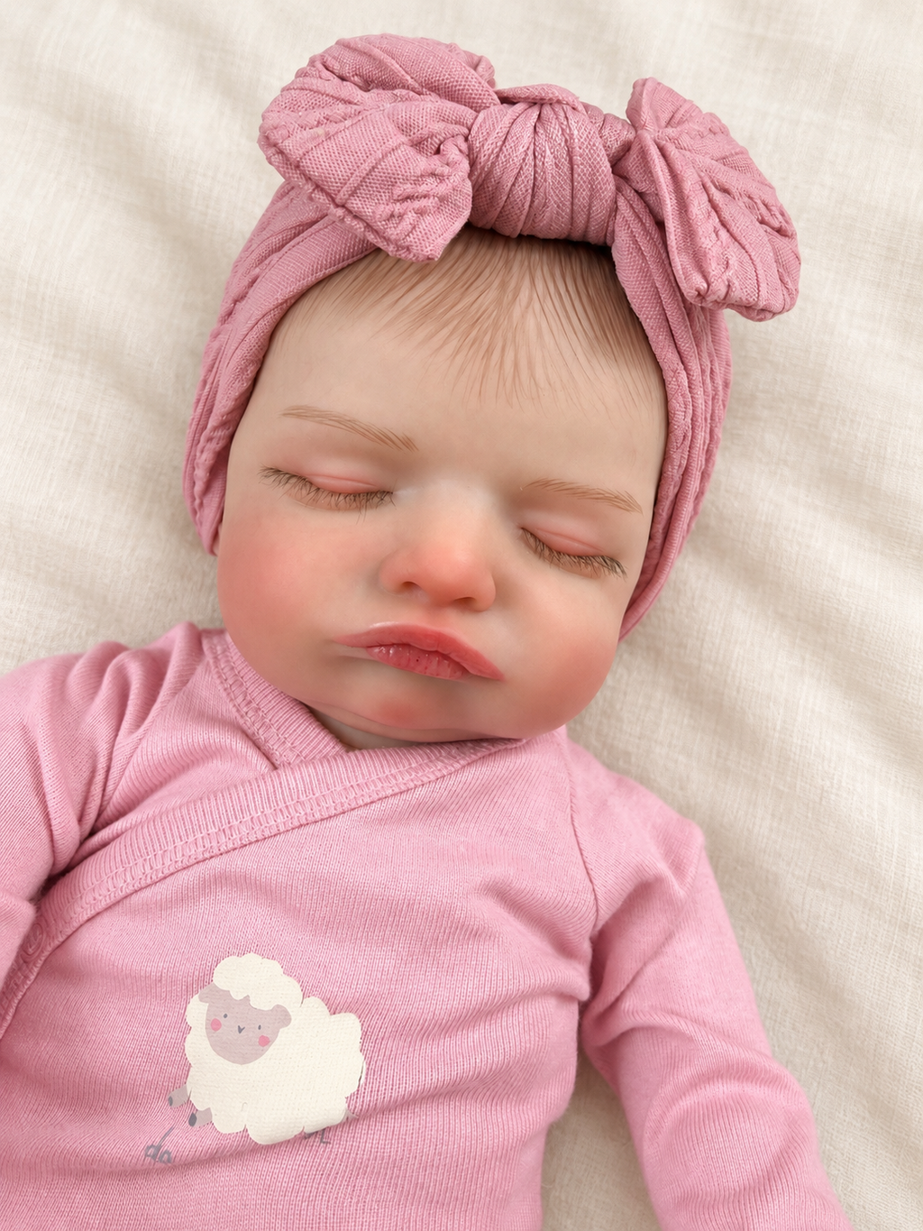 Chloe 🤍 Muñeca Realista 40cm 850gr | Bebé Estilo Reborn Vinilo con Ojos Cerrados