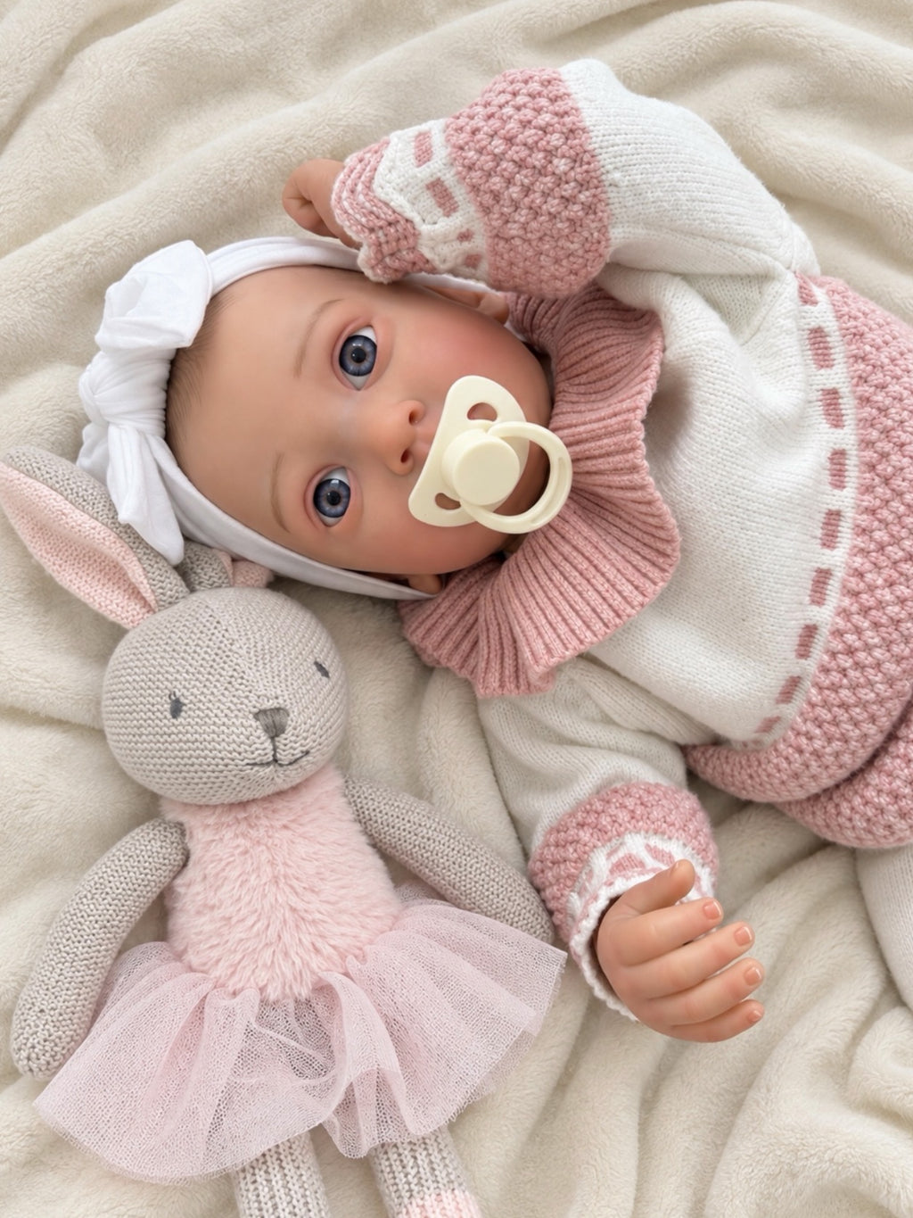 Teresa 🩷 Muñeca Realista 56cm 3,01kg | Bebé Estilo Reborn Vinilo con Ojos Azules