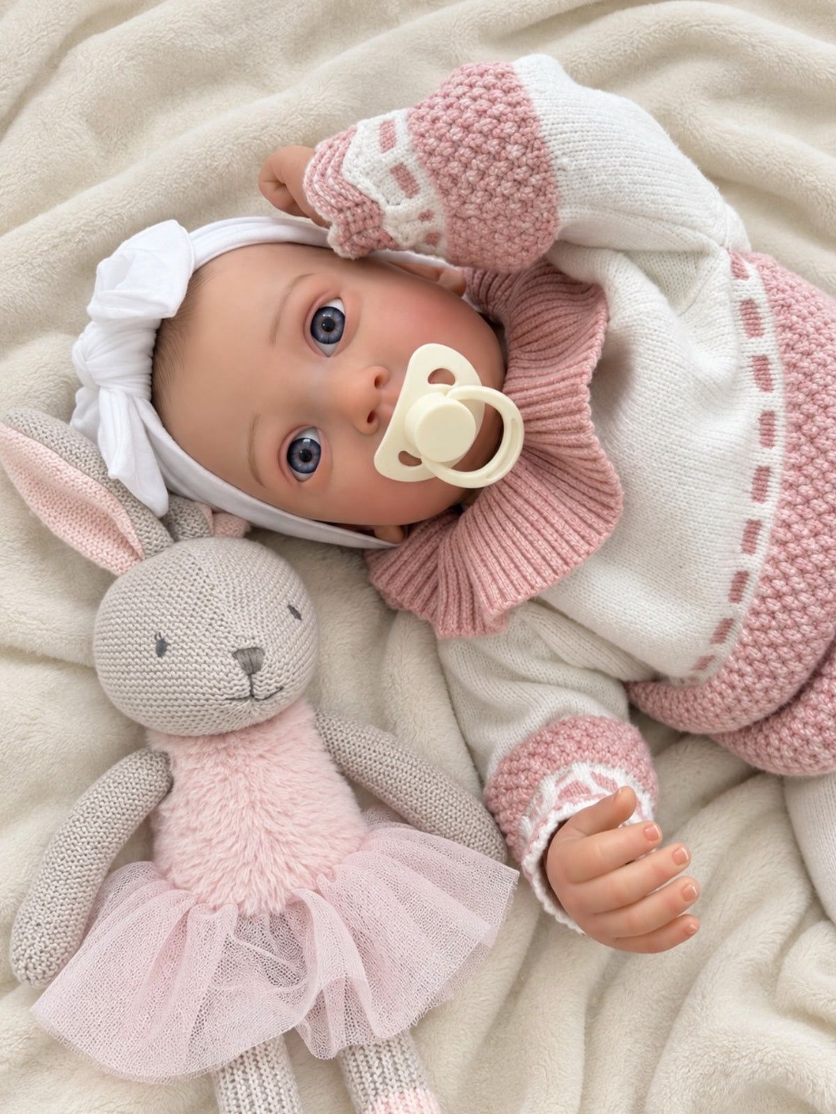 Teresa 🩷 Muñeca Realista 56cm 3,01kg | Bebé Estilo Reborn Vinilo con Ojos Azules