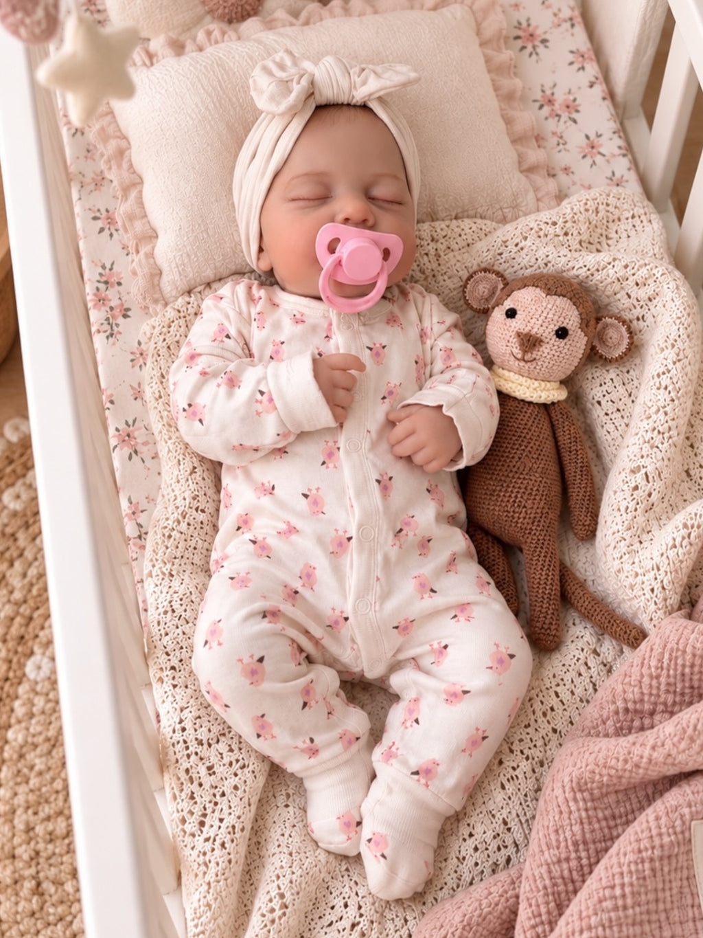 Bella 🩷 Muñeca Realista 50cm 1,5kg | Bebé Estilo Reborn Vinilo con Ojos Cerrados