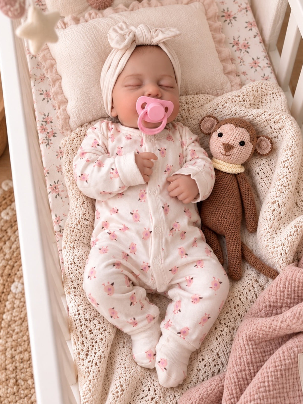 Bella 🩷 Muñeca Realista 50cm 1,5kg | Bebé Estilo Reborn Vinilo con Ojos Cerrados