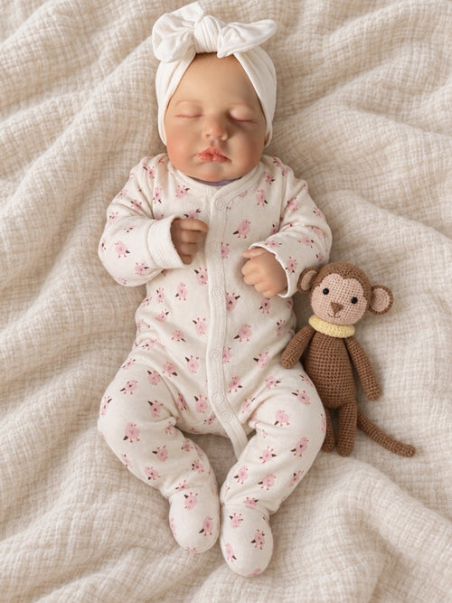 Bella 🩷 Muñeca Realista 50cm 1,5kg | Bebé Estilo Reborn Vinilo con Ojos Cerrados