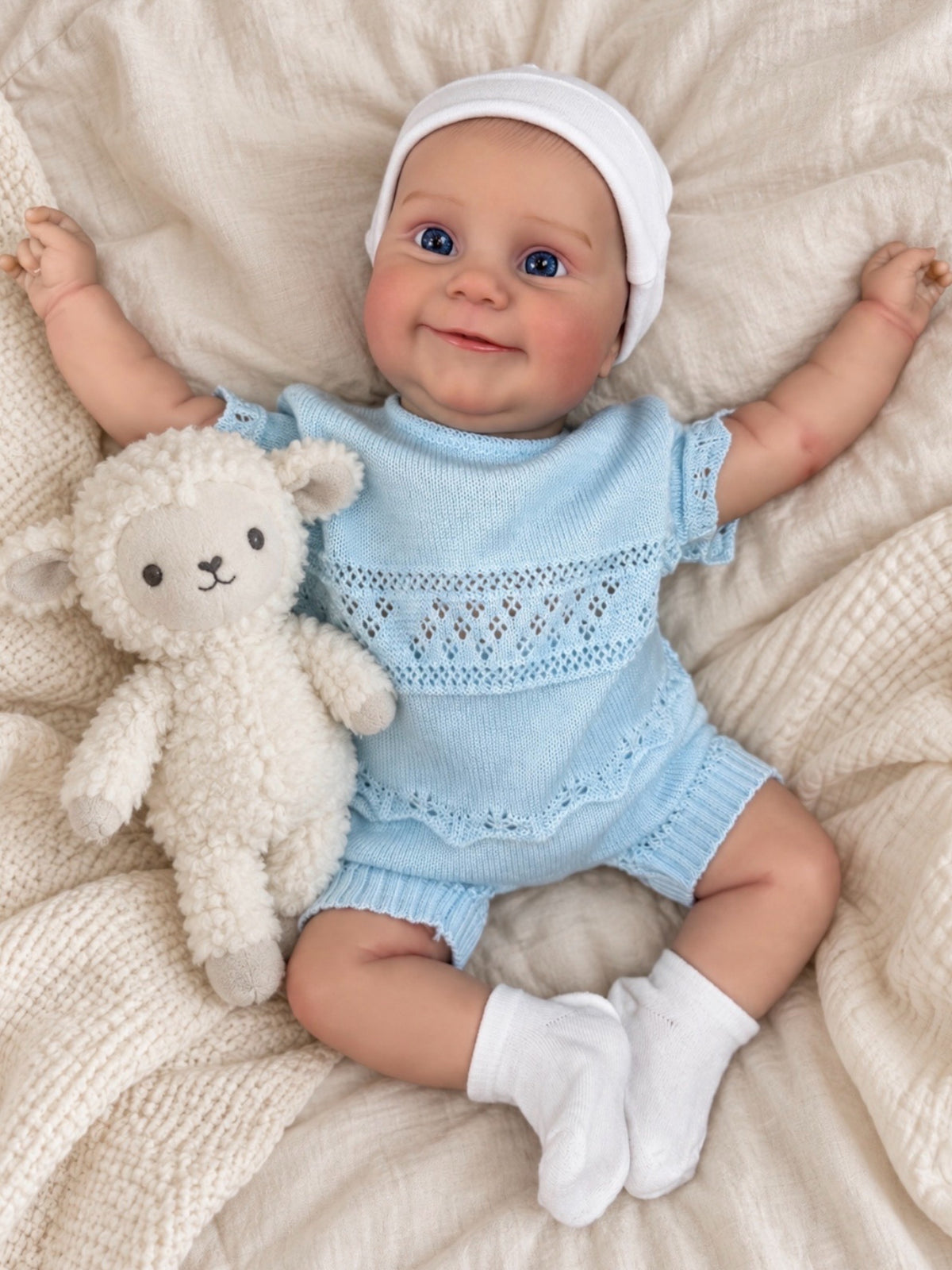 Luca 🚒 Muñeco Realista 45cm 2,235kg | Bebé Estilo Reborn Vinilo con Ojos Azules