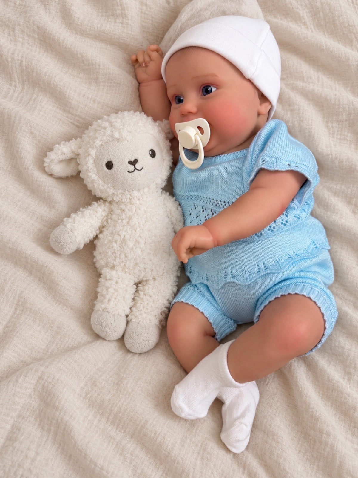 Luca 🚒 Muñeco Realista 45cm 2,235kg | Bebé Estilo Reborn Vinilo con Ojos Azules
