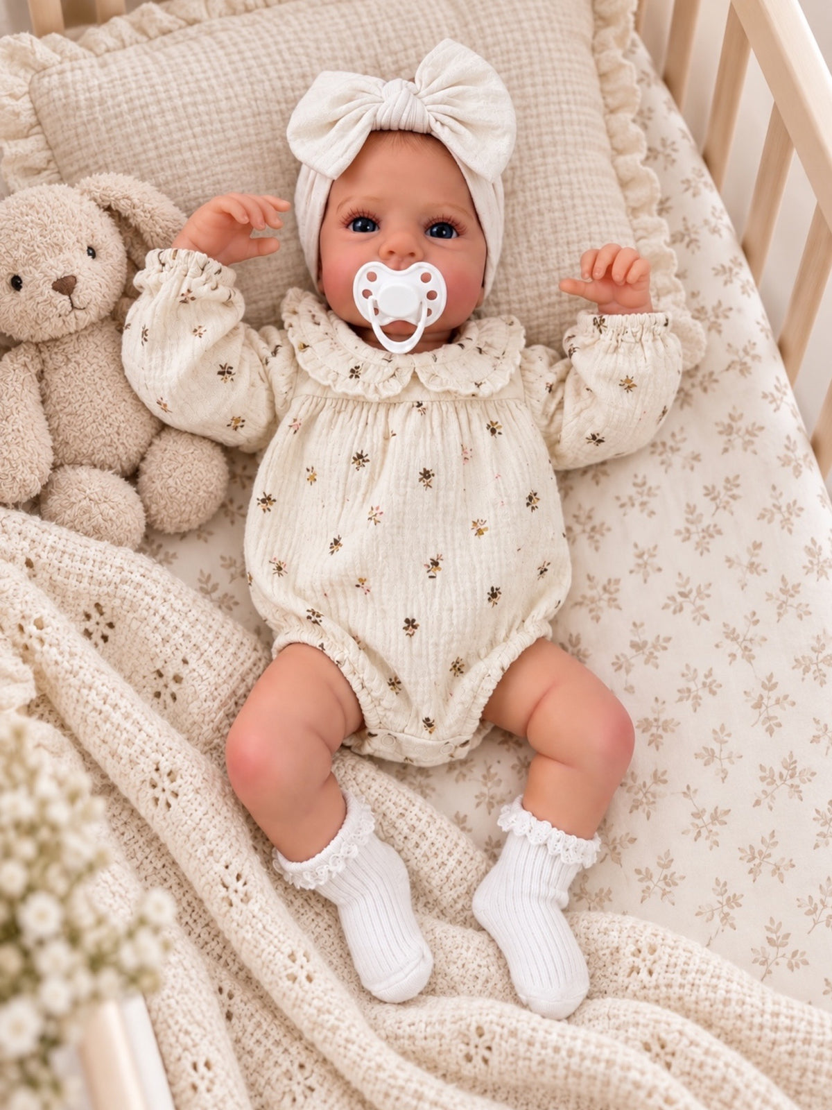 Laia ❤️ Muñeca Realista 48cm 1,8kg | Bebé Estilo Reborn Vinilo con Ojos Azules