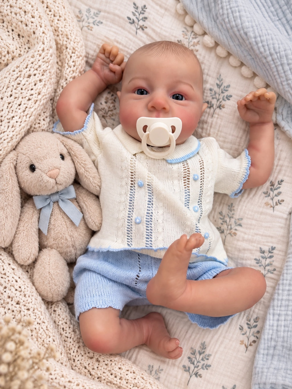 ERIK 🦕 Muñeco Realista 44cm 1.8kg | Bebé Estilo Reborn Vinilo con Ojos abiertos