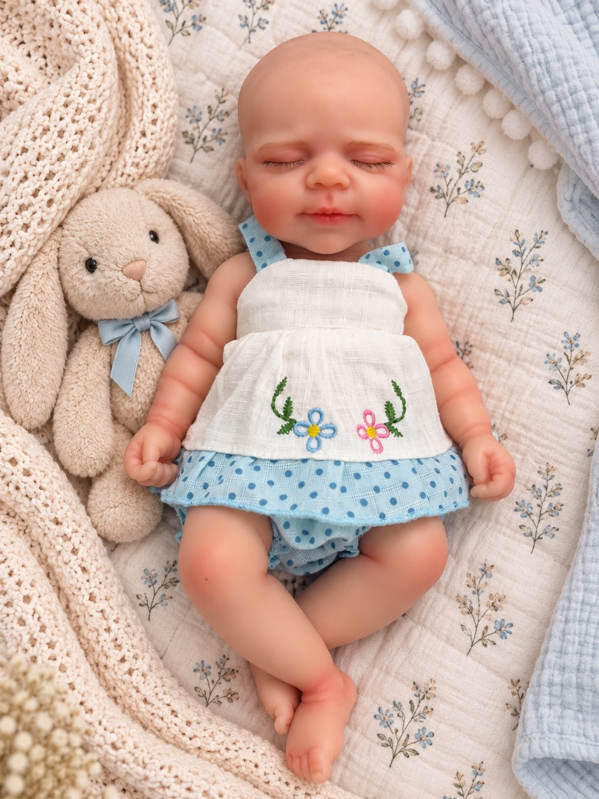 Emma 🌸 Bebé Realista 8” | Silicona 100% | Mini Baby con Experiencia Bebé Globito Opcional