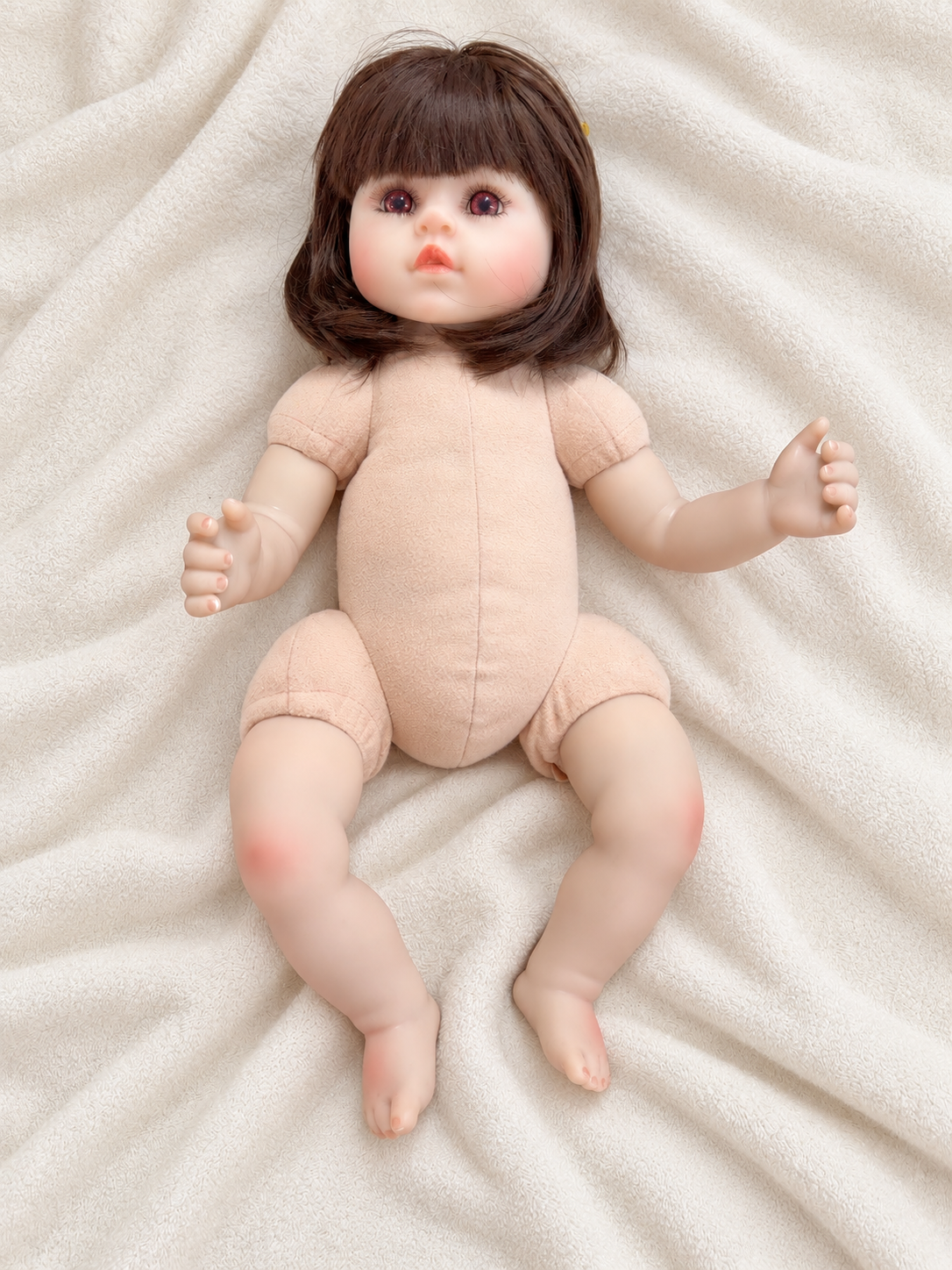 Catalina 🎀 Muñeca Realista 48cm 1.950g | Niña de Vinilo con Pelo y Ojos Abiertos
